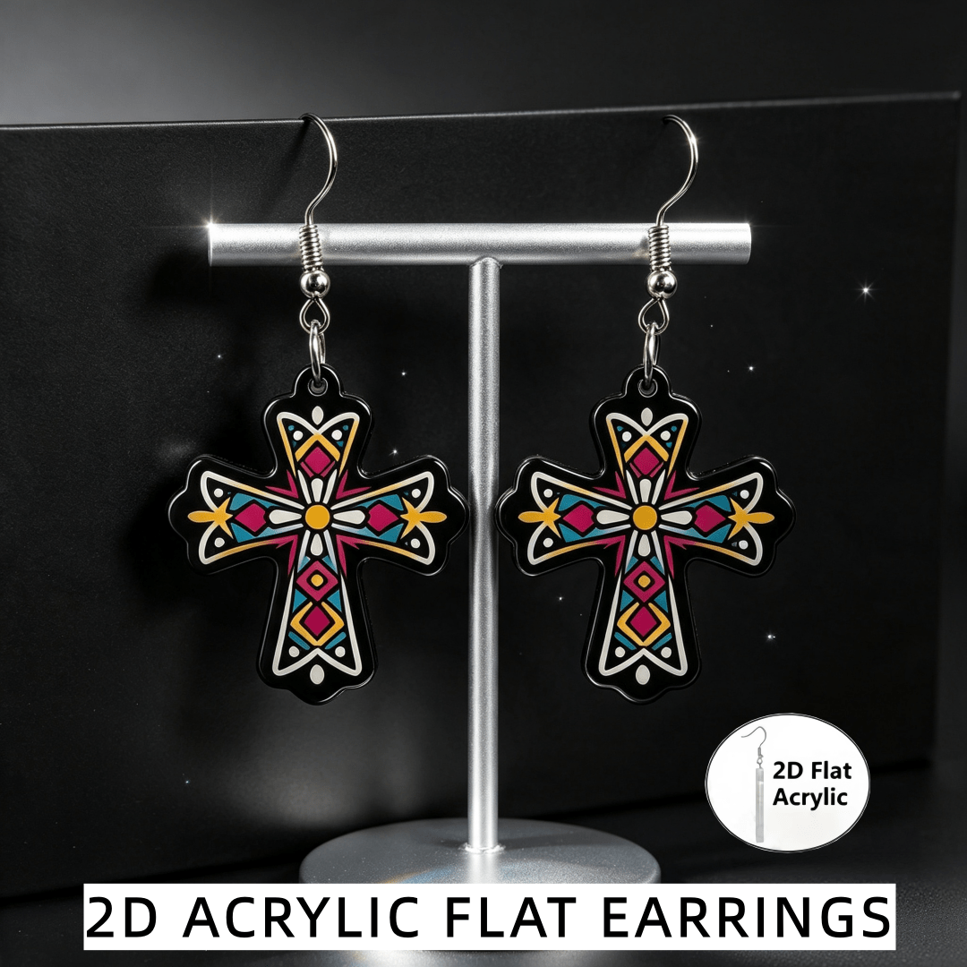 Women's Vintage Bohemian Geometric Cross Acrylic Drop Earrings